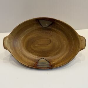 Sango Splash 4951 Stoneware 11” Augratin Dish Brown Drip Glaze